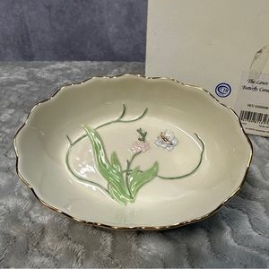 The LENOX CHINA BUTTERFLY CANDY Soap DISH 24 K Gold Trim/Ivory Fine China In Box